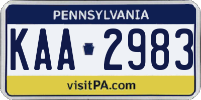 PA license plate KAA2983