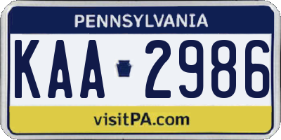 PA license plate KAA2986