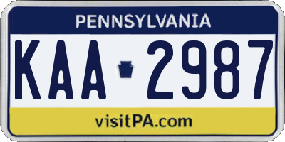 PA license plate KAA2987