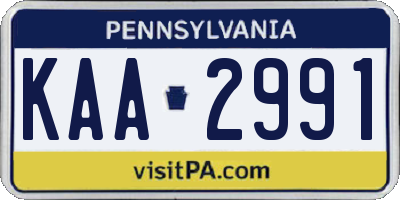 PA license plate KAA2991