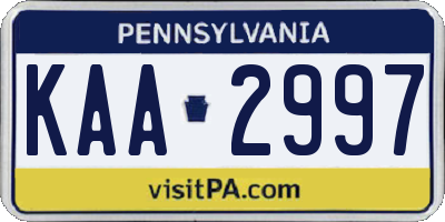 PA license plate KAA2997