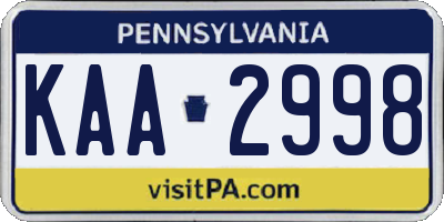 PA license plate KAA2998