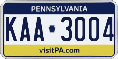 PA license plate KAA3004