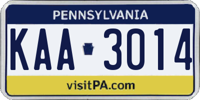 PA license plate KAA3014