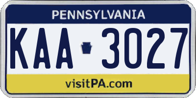 PA license plate KAA3027