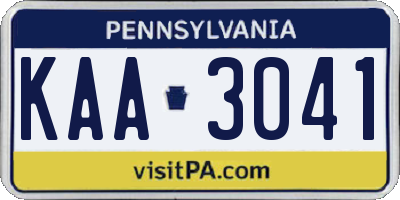 PA license plate KAA3041