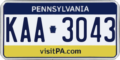 PA license plate KAA3043