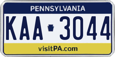 PA license plate KAA3044