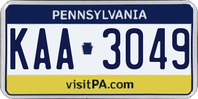 PA license plate KAA3049