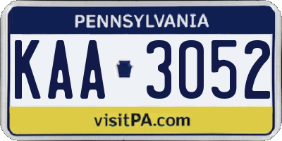 PA license plate KAA3052