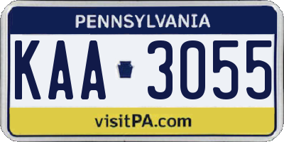 PA license plate KAA3055