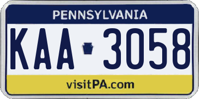 PA license plate KAA3058