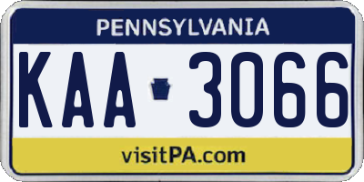PA license plate KAA3066
