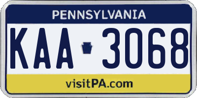 PA license plate KAA3068
