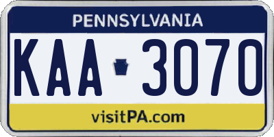 PA license plate KAA3070
