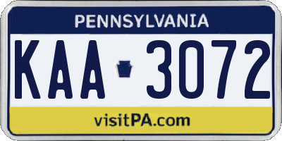 PA license plate KAA3072