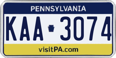 PA license plate KAA3074