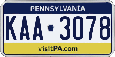 PA license plate KAA3078