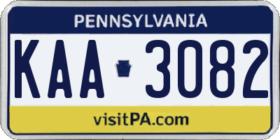 PA license plate KAA3082