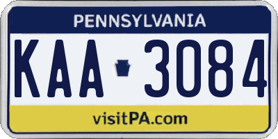 PA license plate KAA3084