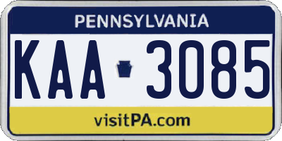 PA license plate KAA3085