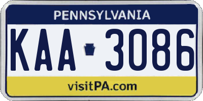PA license plate KAA3086