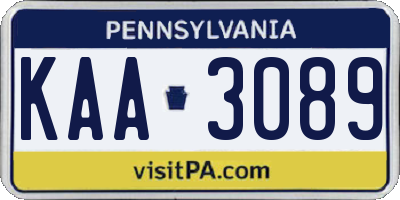 PA license plate KAA3089