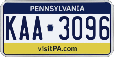 PA license plate KAA3096