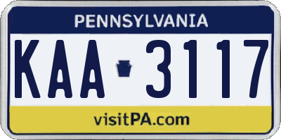 PA license plate KAA3117