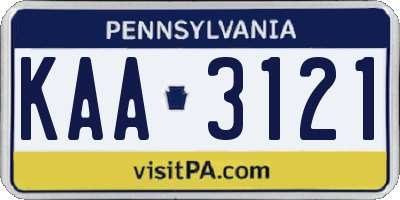 PA license plate KAA3121