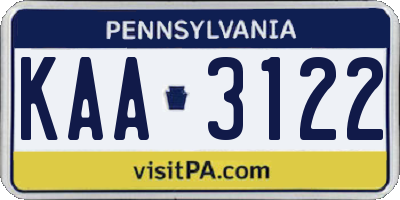 PA license plate KAA3122