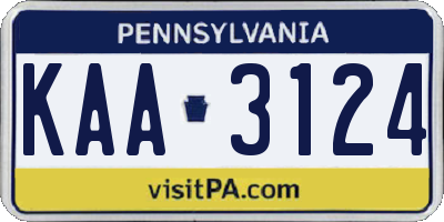 PA license plate KAA3124