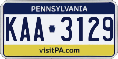 PA license plate KAA3129