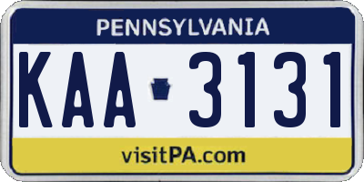 PA license plate KAA3131