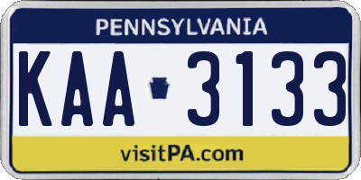 PA license plate KAA3133