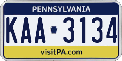 PA license plate KAA3134