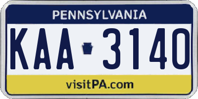 PA license plate KAA3140