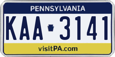PA license plate KAA3141