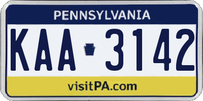 PA license plate KAA3142