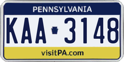 PA license plate KAA3148