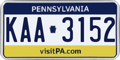 PA license plate KAA3152