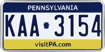 PA license plate KAA3154