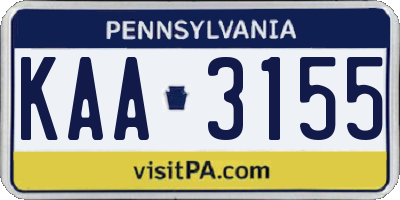 PA license plate KAA3155