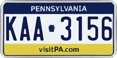 PA license plate KAA3156