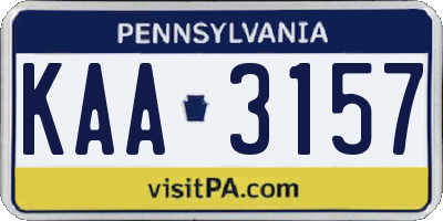 PA license plate KAA3157