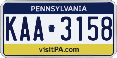 PA license plate KAA3158