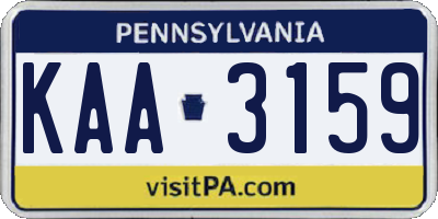 PA license plate KAA3159