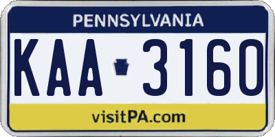 PA license plate KAA3160