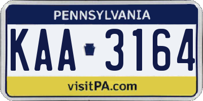 PA license plate KAA3164