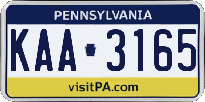 PA license plate KAA3165